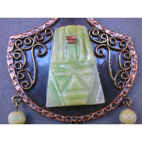 Vintage Mexican Aztec/Mayan Face Pendant Necklace - Picture 2 of 6